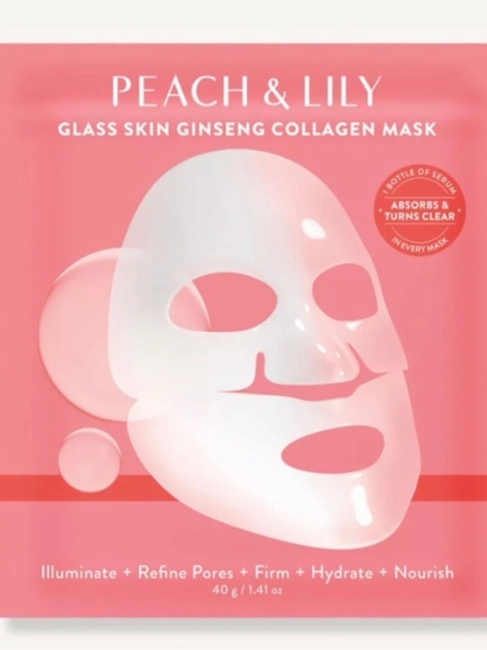 Peach & Lily Glass Skin Ginseng Collagen Mask Sheet Mask NWT
